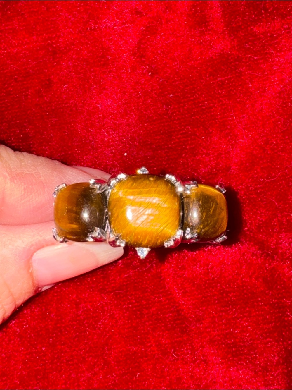 Karis STS Tiger’s eye multi-stone Statement ring size 7 boho cocktail